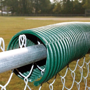 Green Poly-cap Protecting a Manufacturing Chain Link Fence